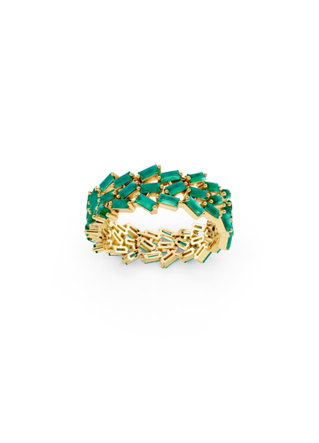 Multi-Row Emerald Cluster Ring