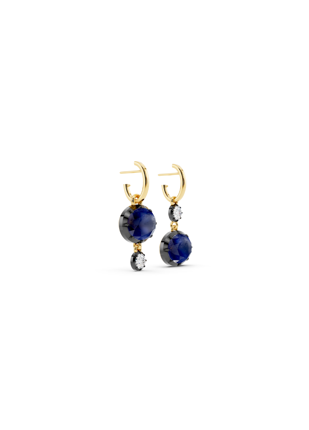 Blue Sapphire and Diamond Drop Earrings