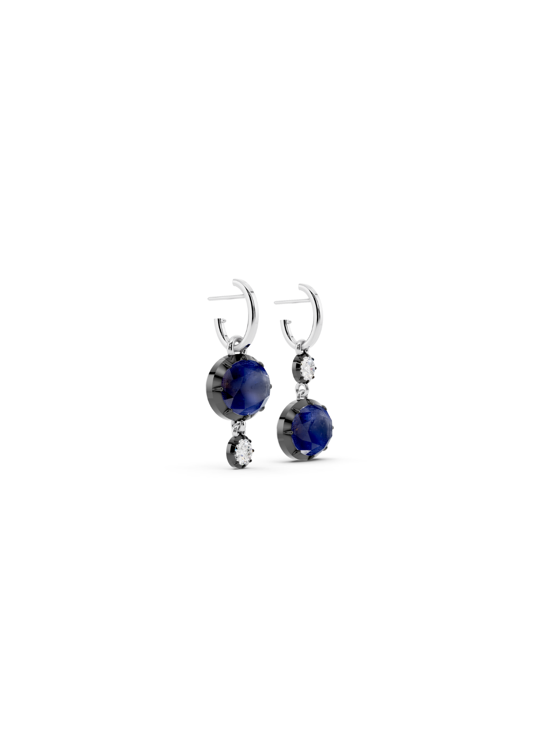 Blue Sapphire and Diamond Drop Earrings