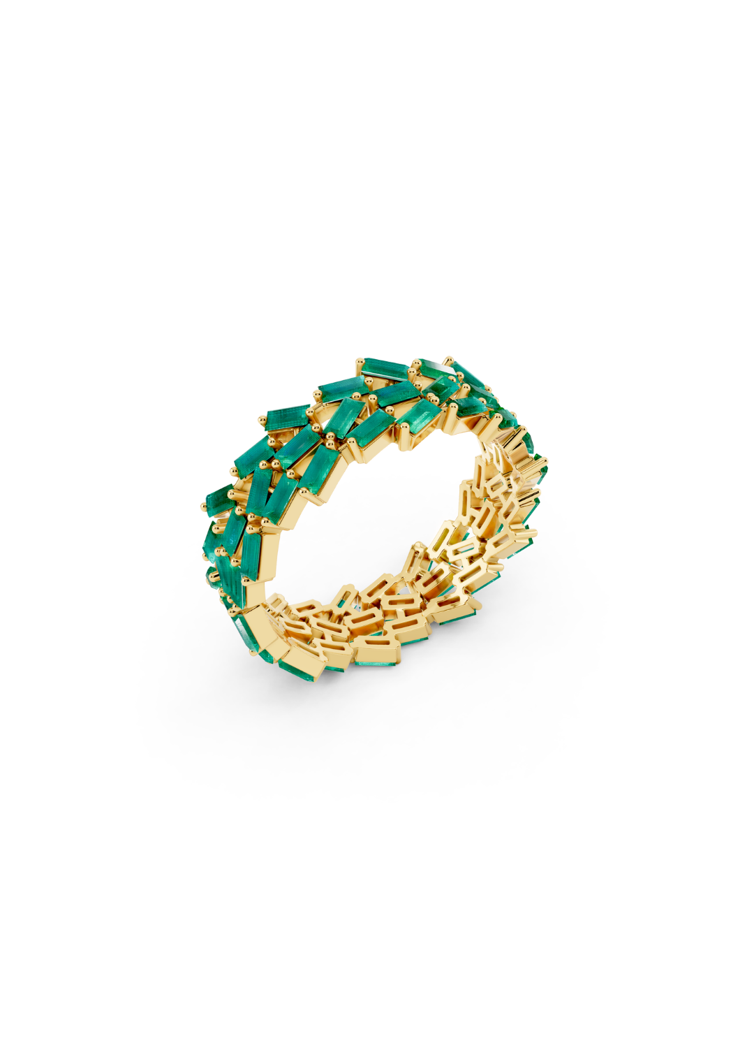 Multi-Row Emerald Cluster Ring