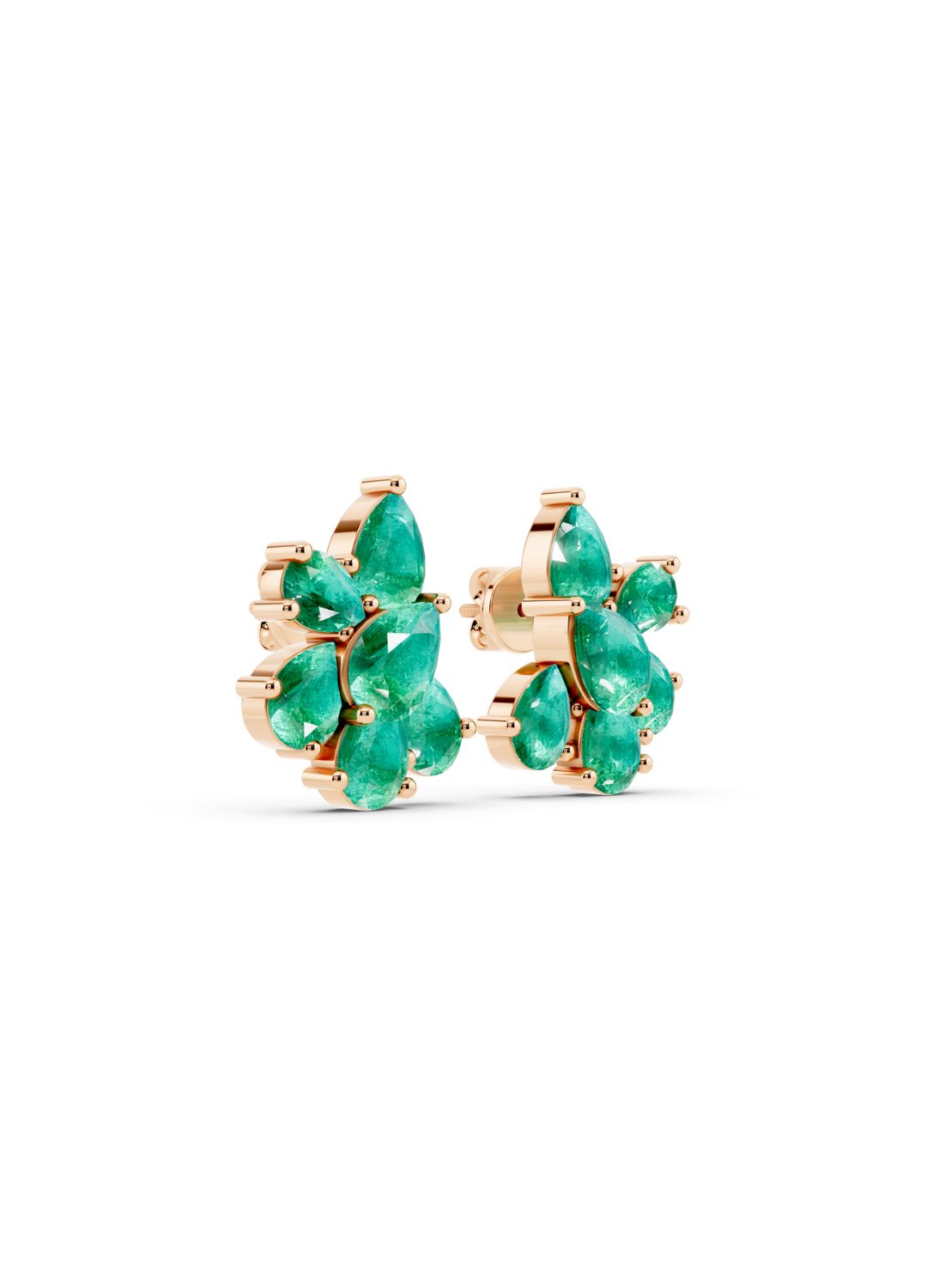Emerald Floral Stud Earrings