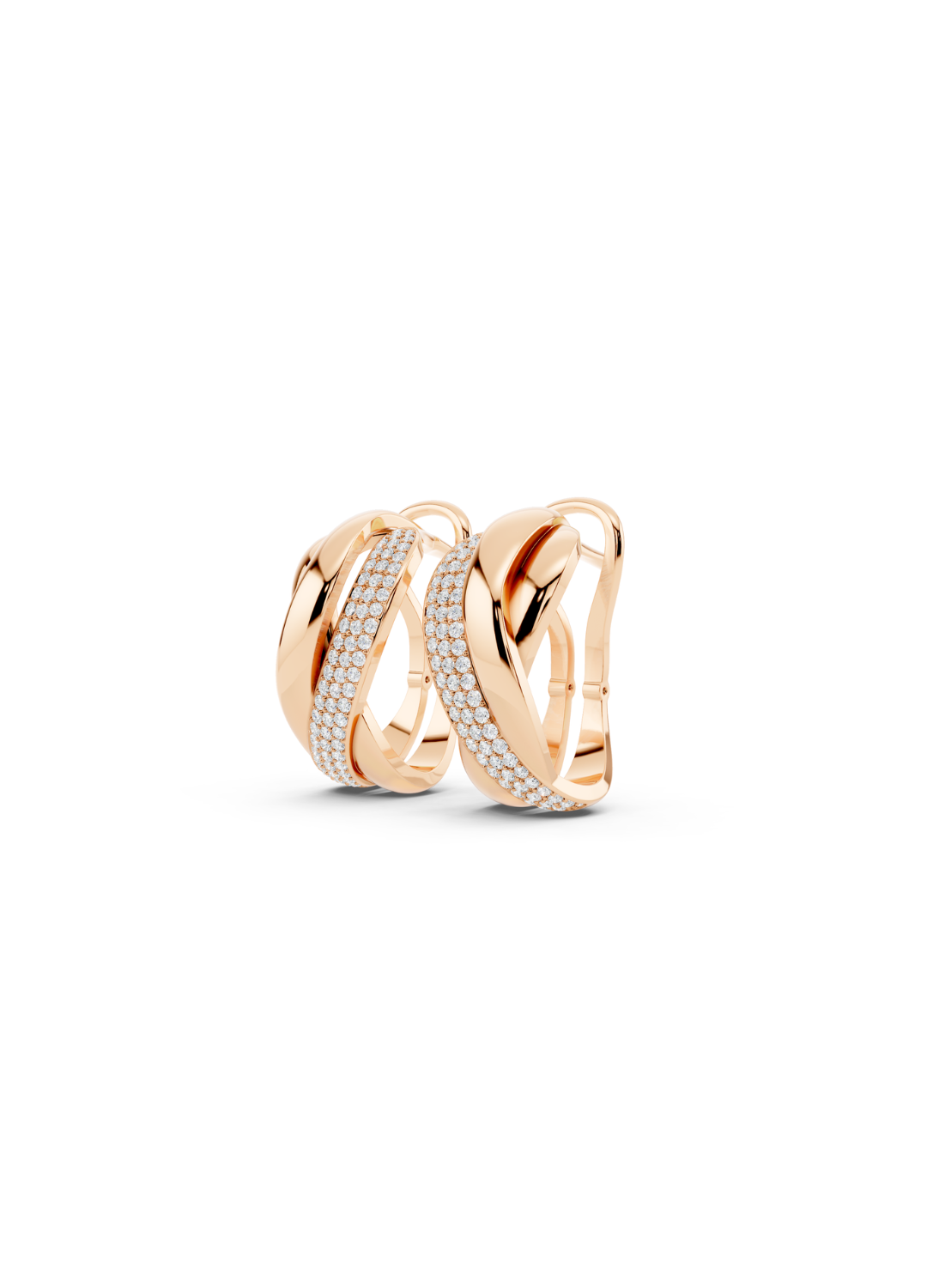 Two-Tone Crossover Diamond Earrings