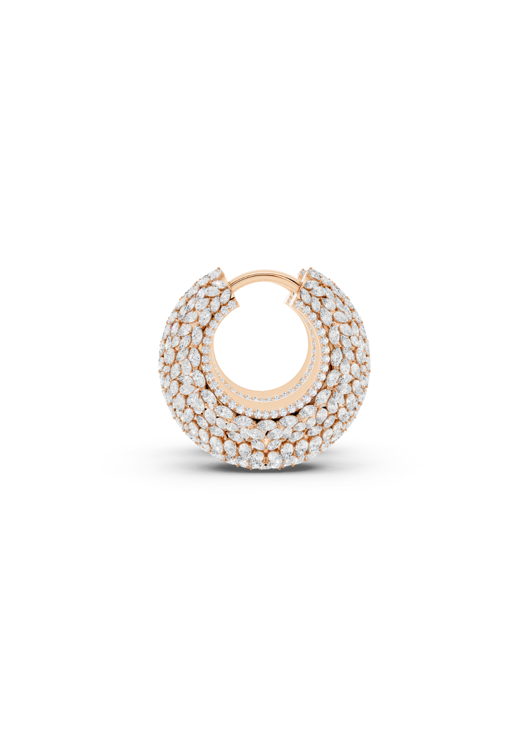 Diamond Dome Hoop Earrings