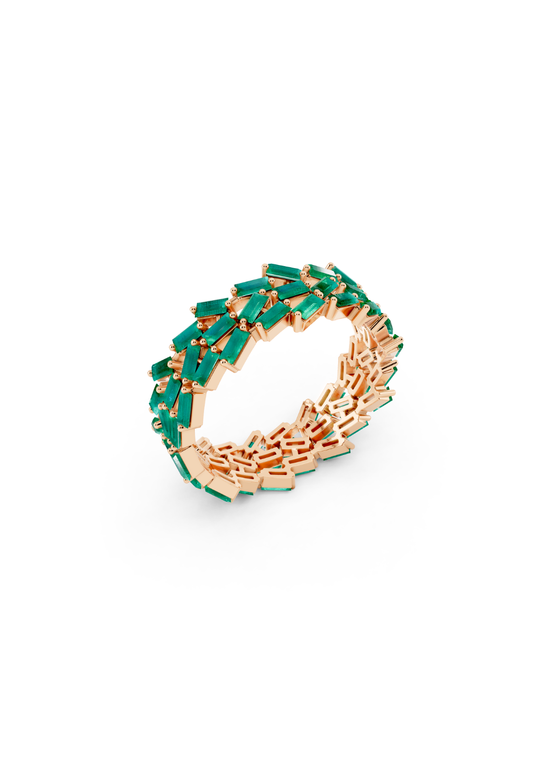 Multi-Row Emerald Cluster Ring