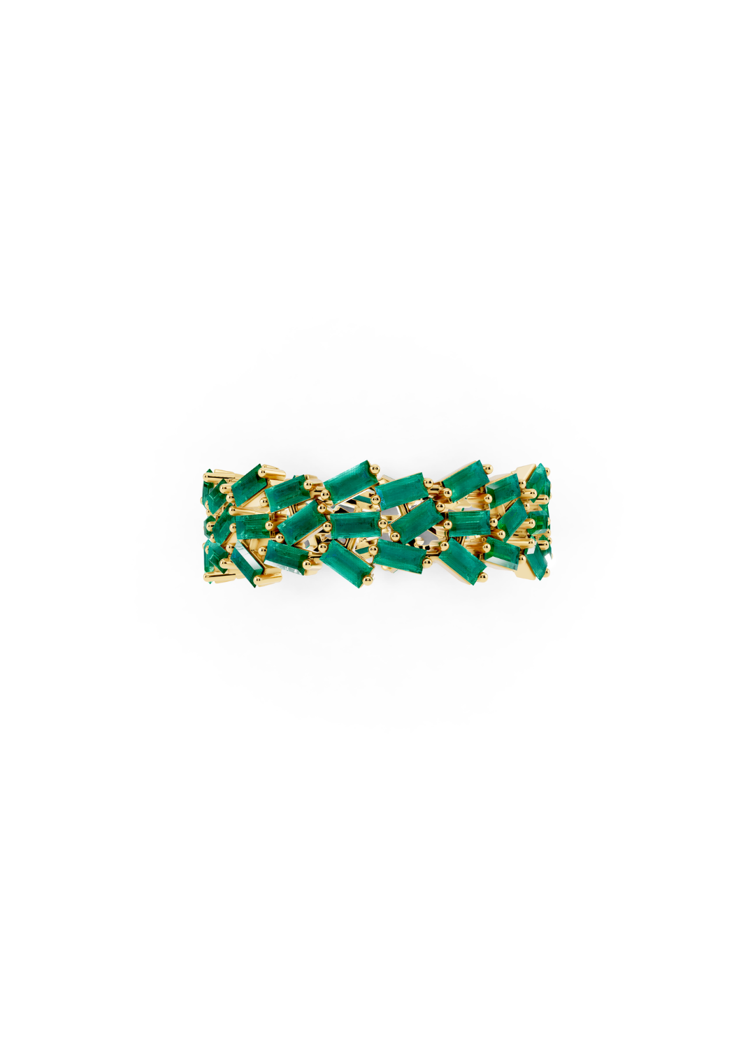 Multi-Row Emerald Cluster Ring