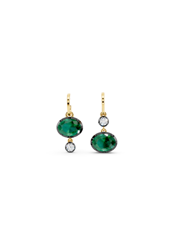 Emerald and Diamond Drop Earrings