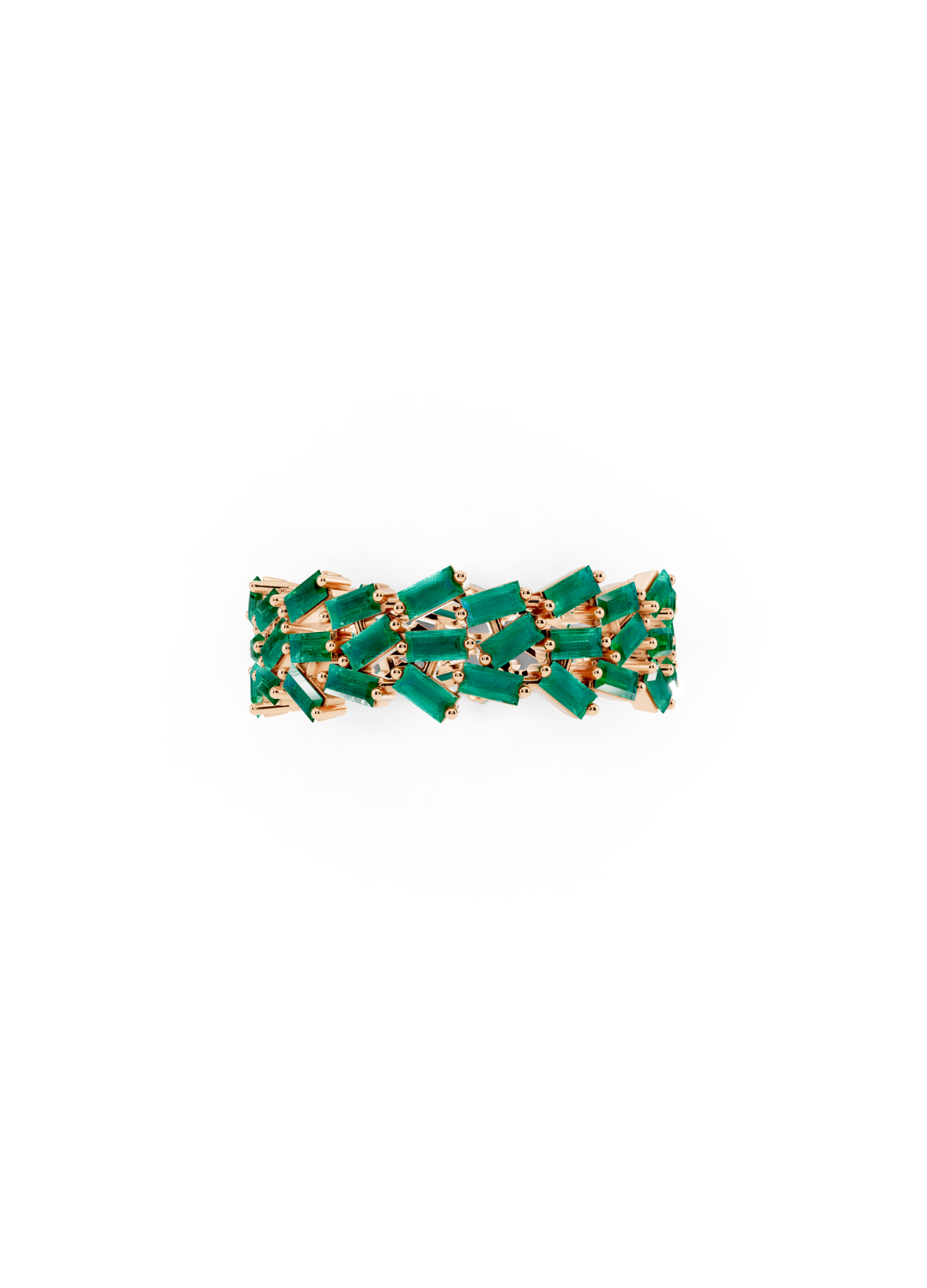 Multi-Row Emerald Cluster Ring