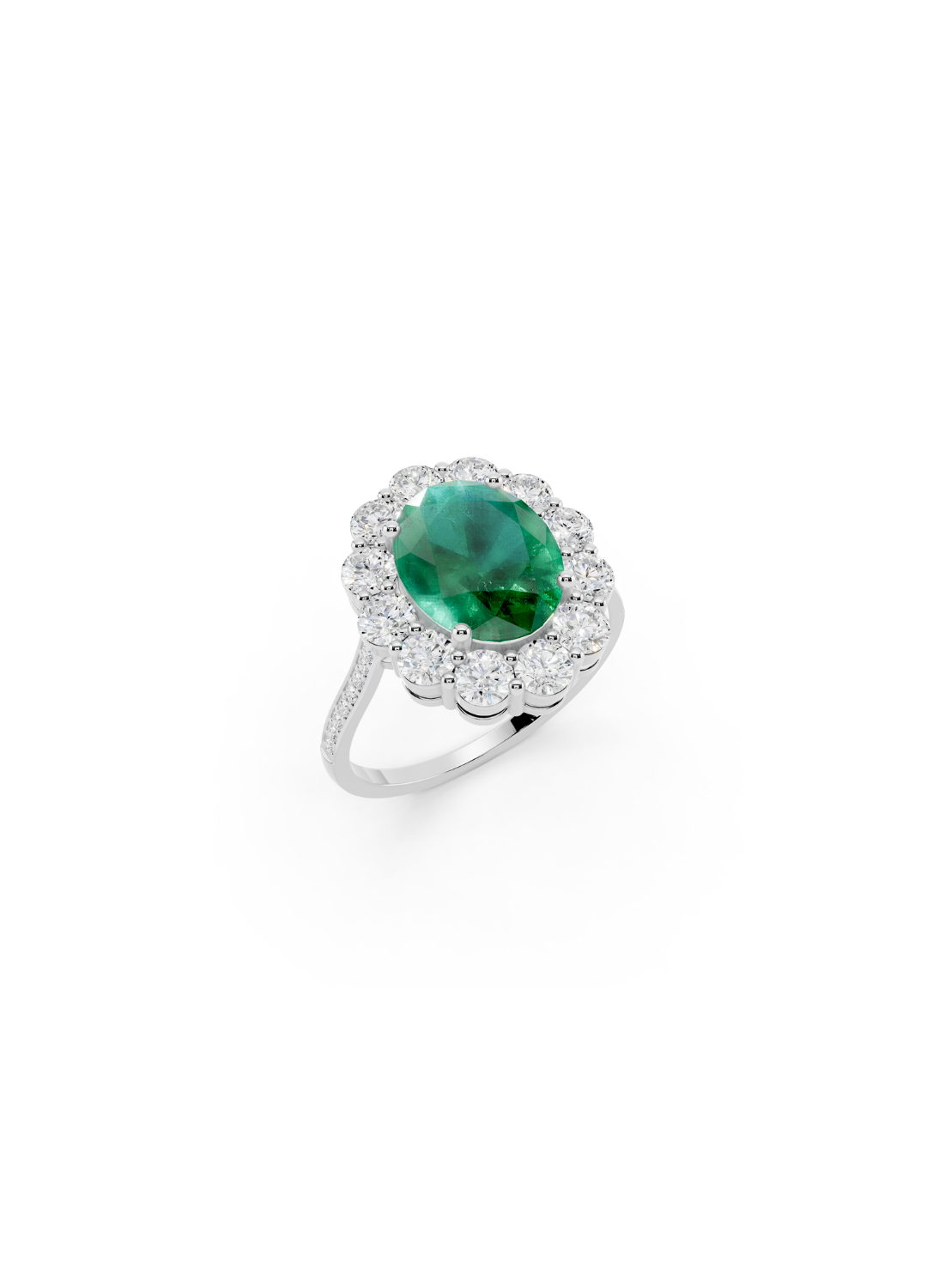Oval Emerald Halo Ring