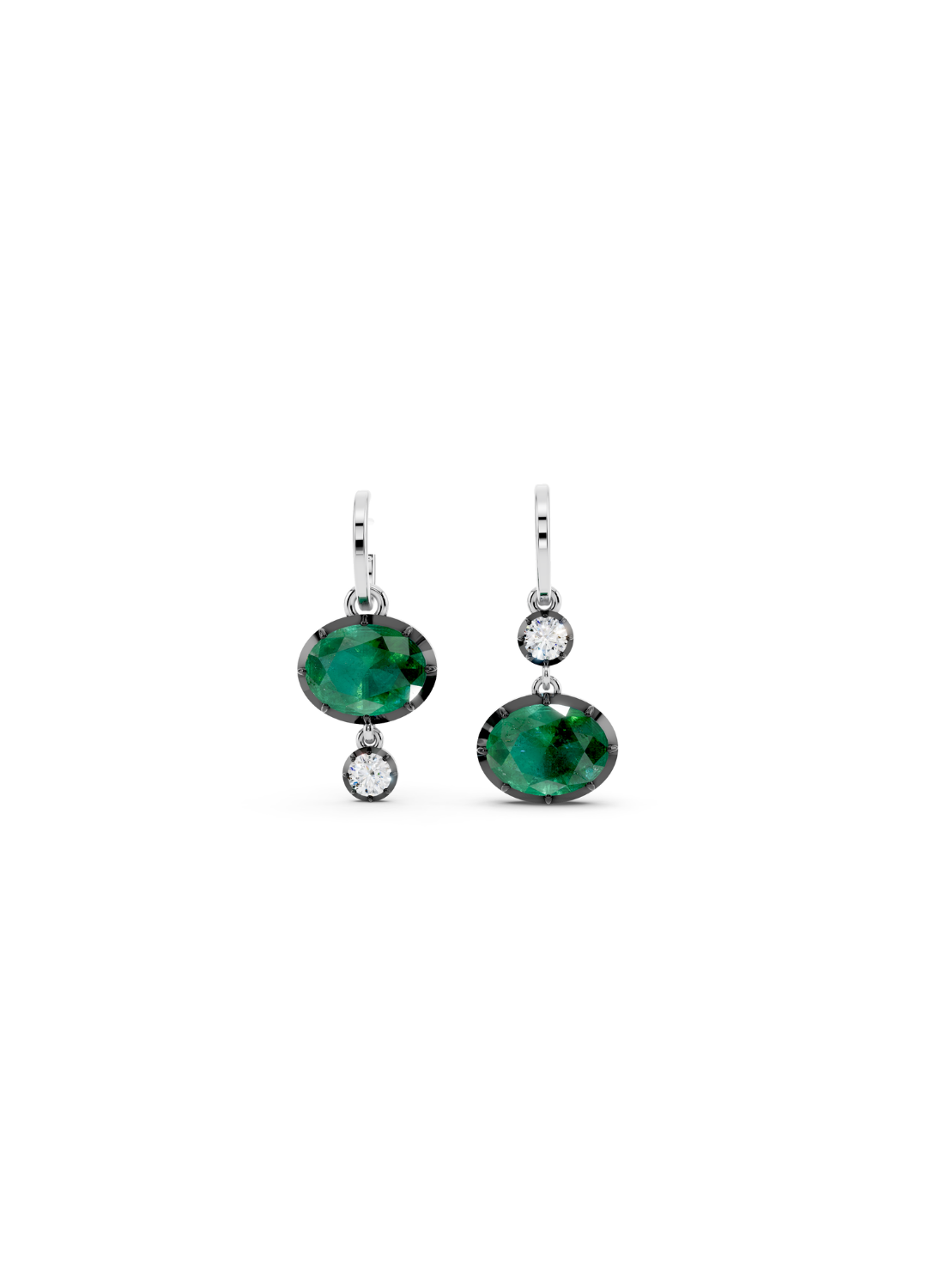 Emerald and Diamond Drop Earrings