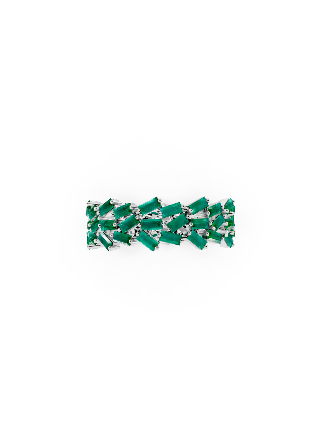 Multi-Row Emerald Cluster Ring