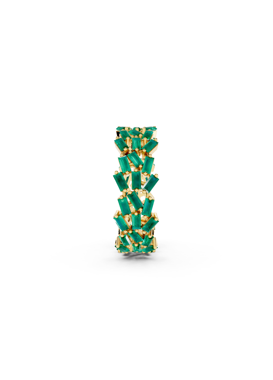 Multi-Row Emerald Cluster Ring