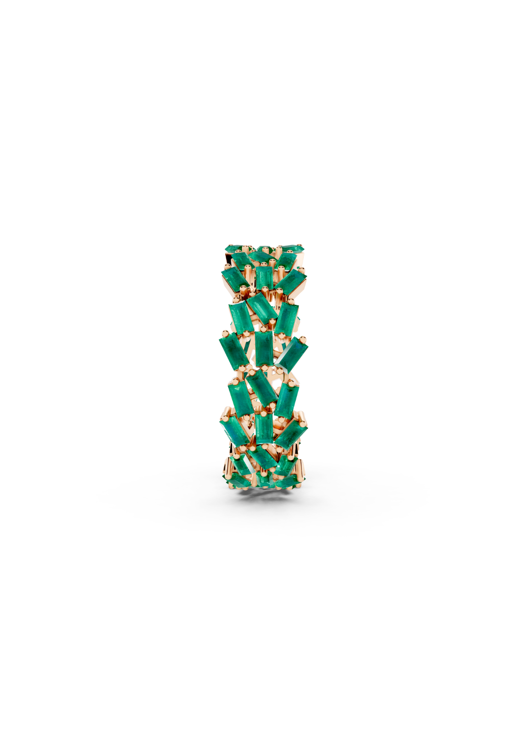 Multi-Row Emerald Cluster Ring