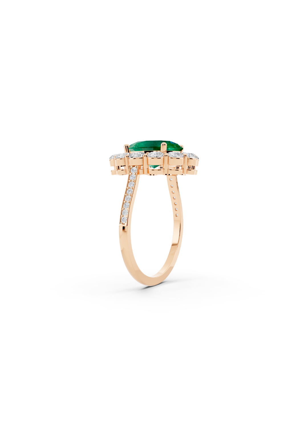 Oval Emerald Halo Ring