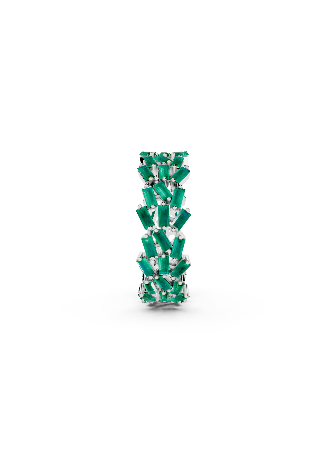 Multi-Row Emerald Cluster Ring