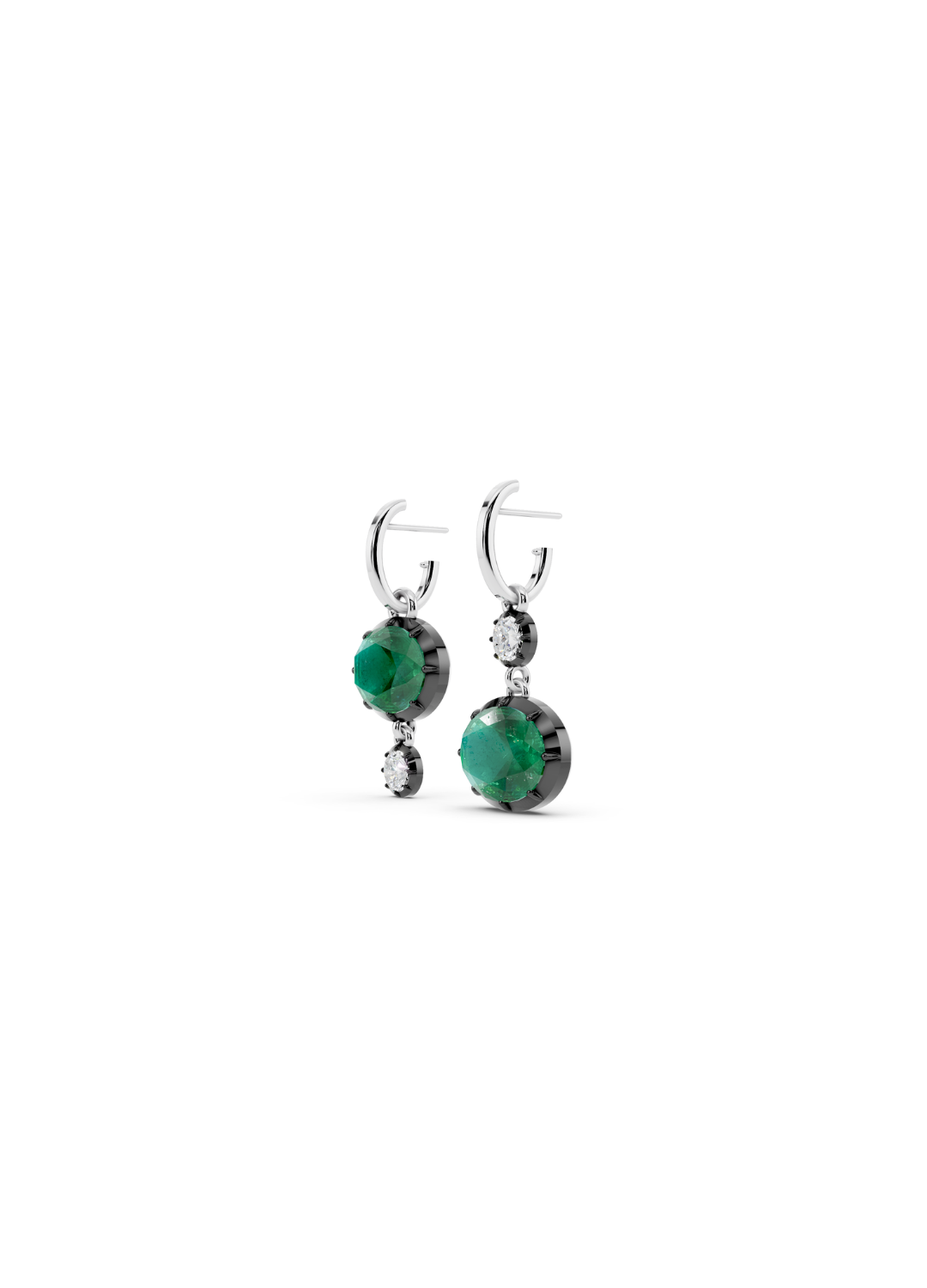 Emerald and Diamond Drop Earrings