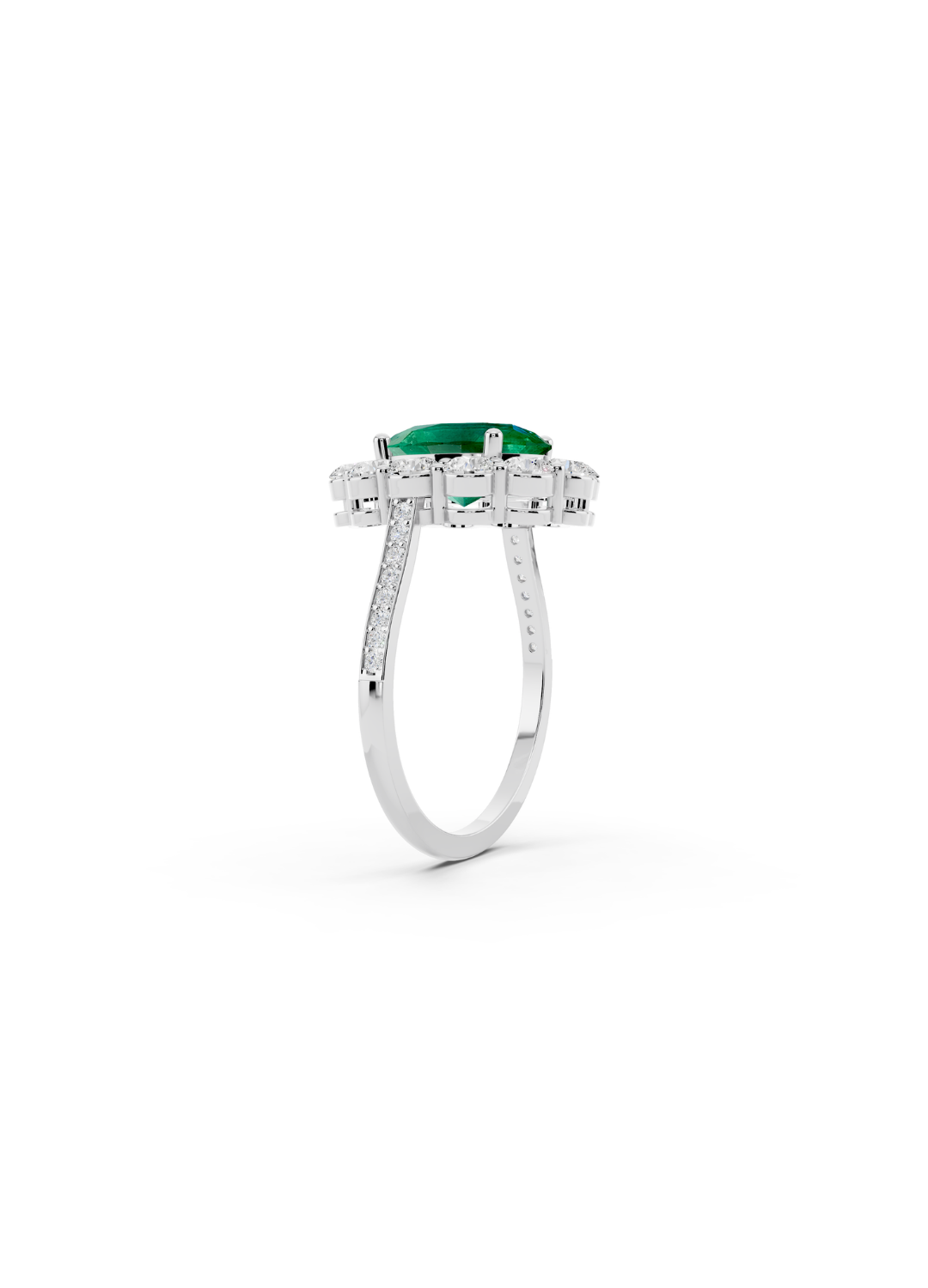 Oval Emerald Halo Ring
