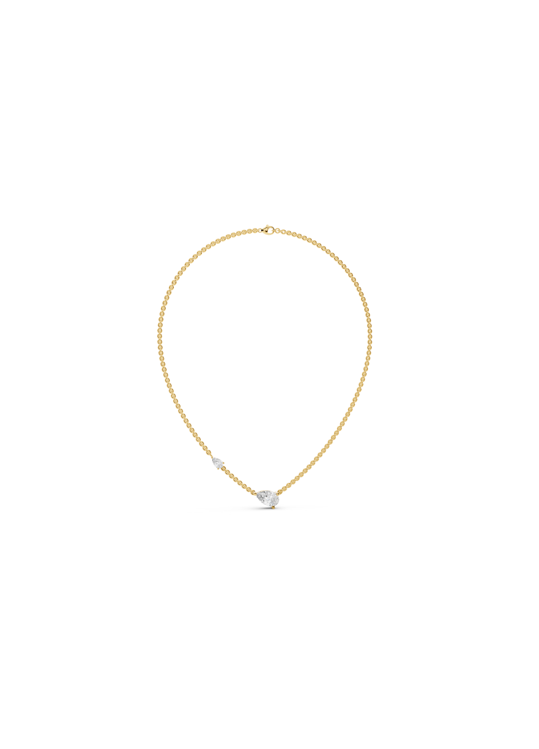 Pear & Round Diamond Station Necklace