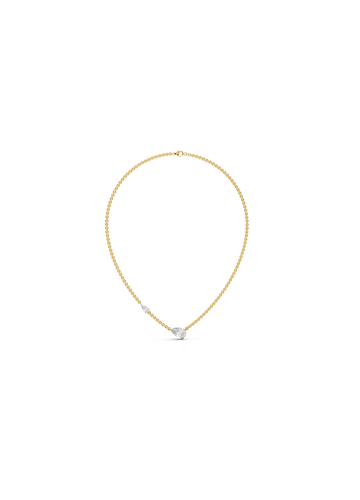 Pear & Round Diamond Station Necklace