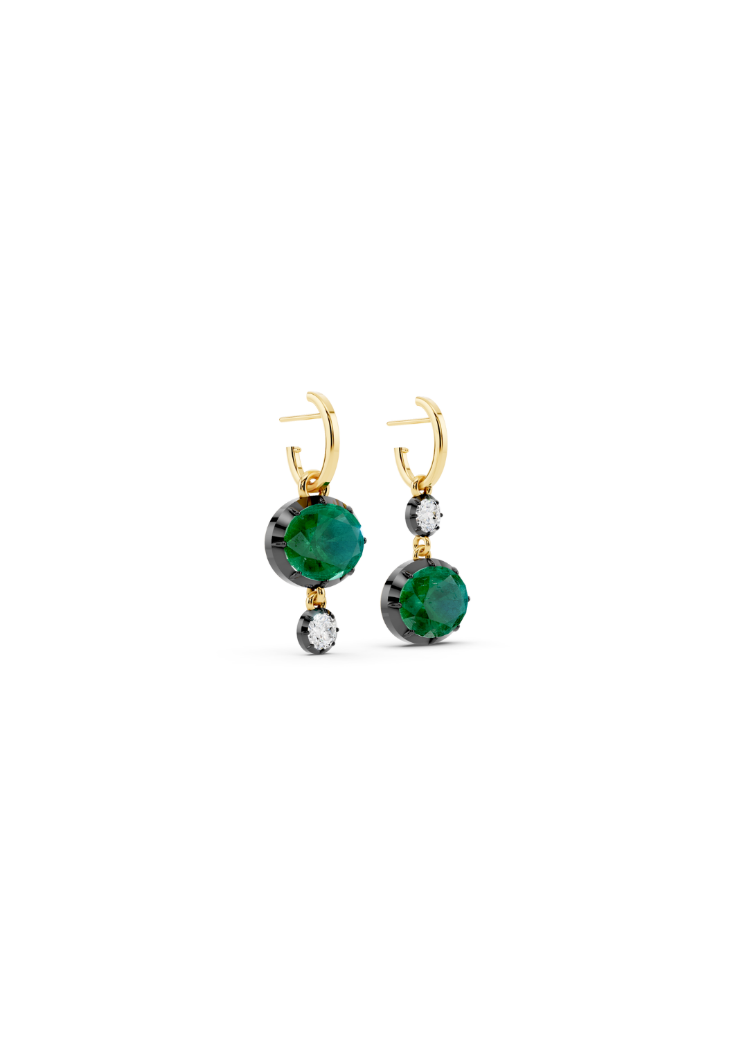 Emerald and Diamond Drop Earrings