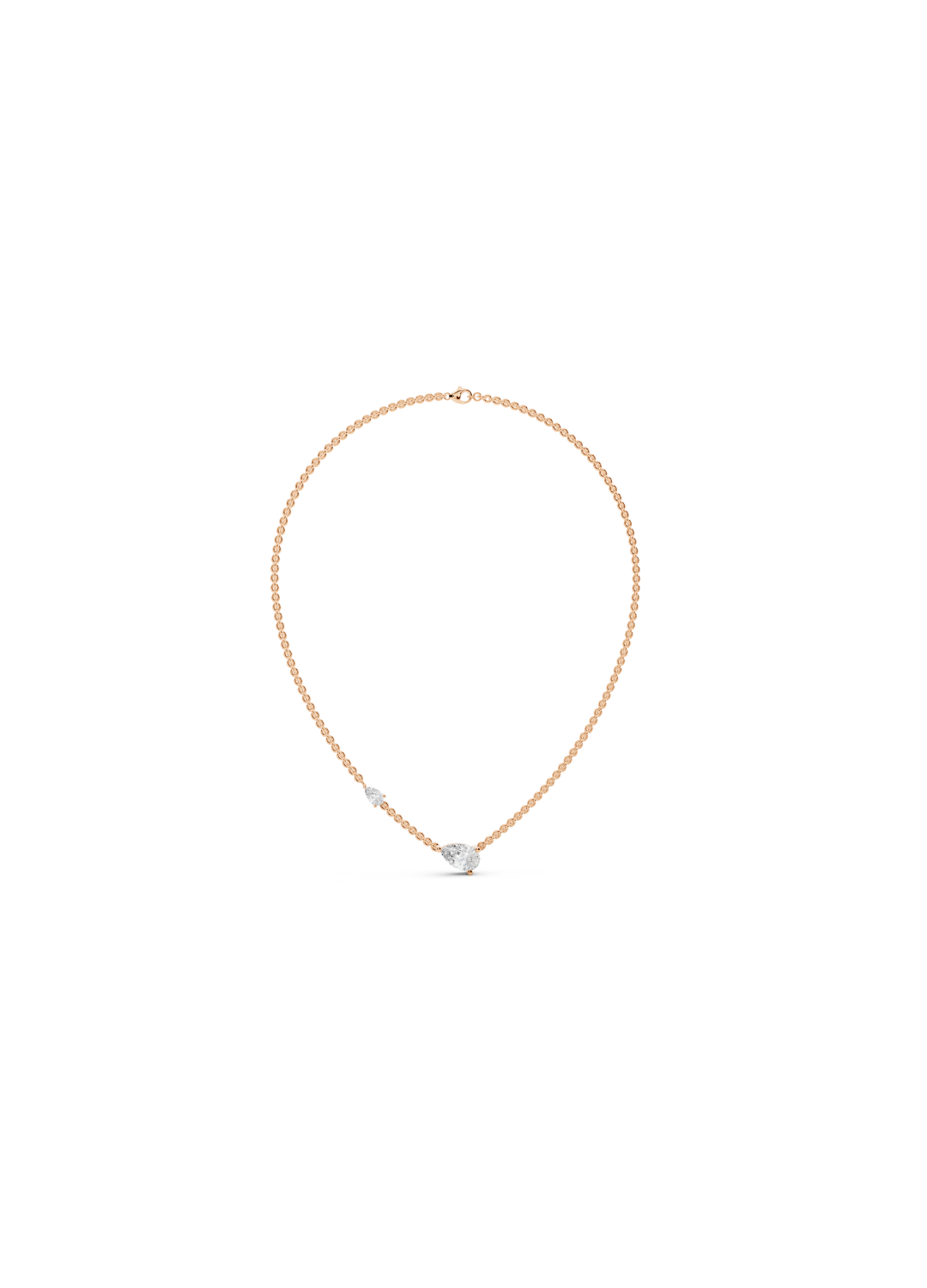 Pear & Round Diamond Station Necklace