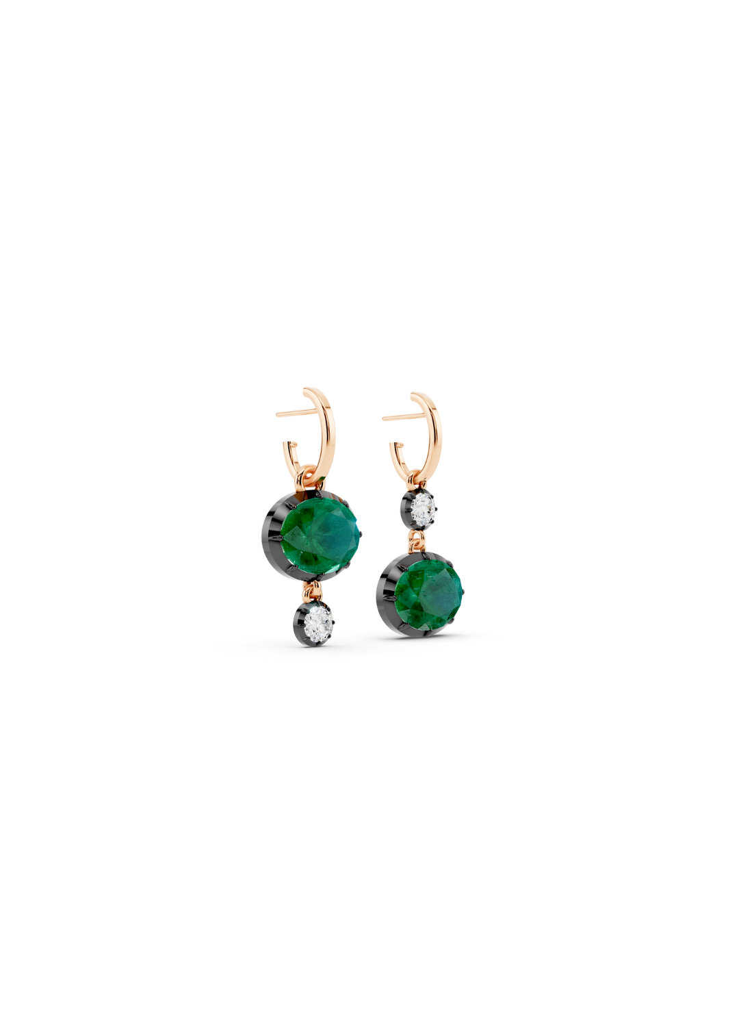 Emerald and Diamond Drop Earrings