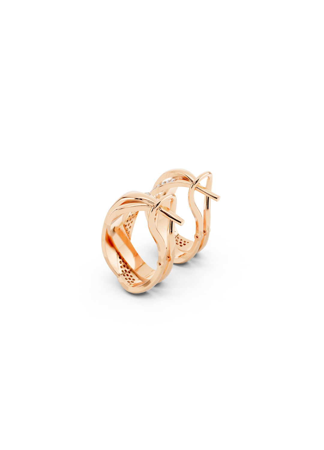 Two-Tone Crossover Diamond Earrings