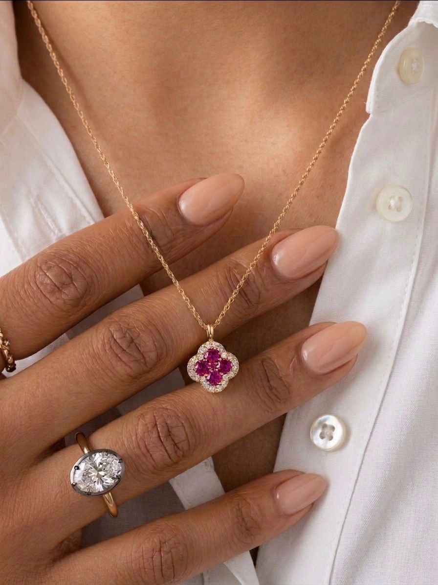 Pink Tourmaline Clover Pendant