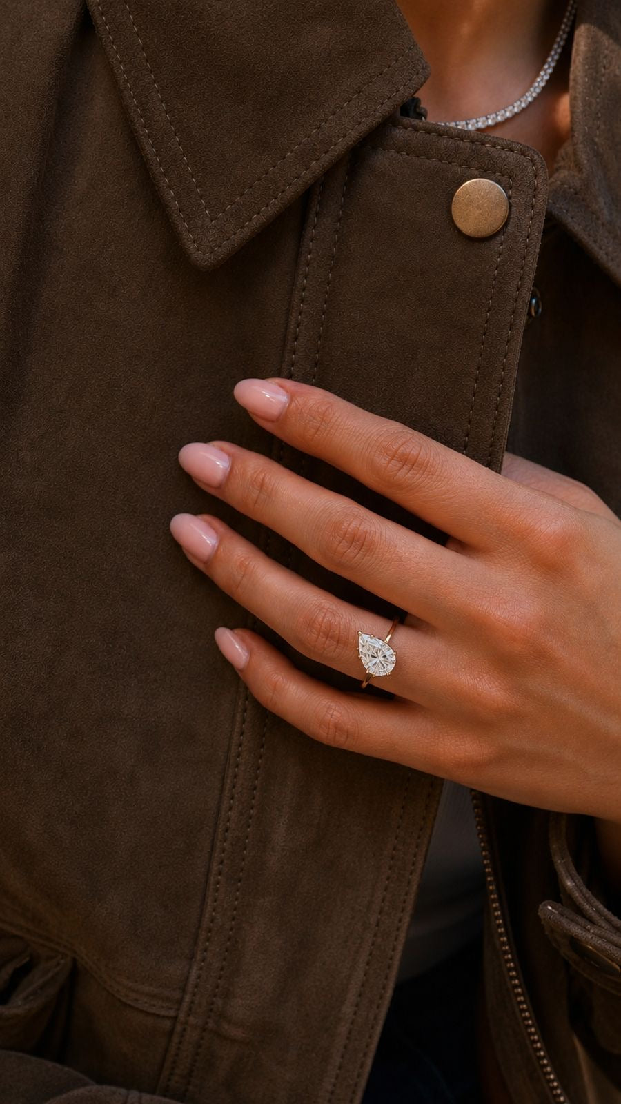 Tilted Pear Diamond Ring