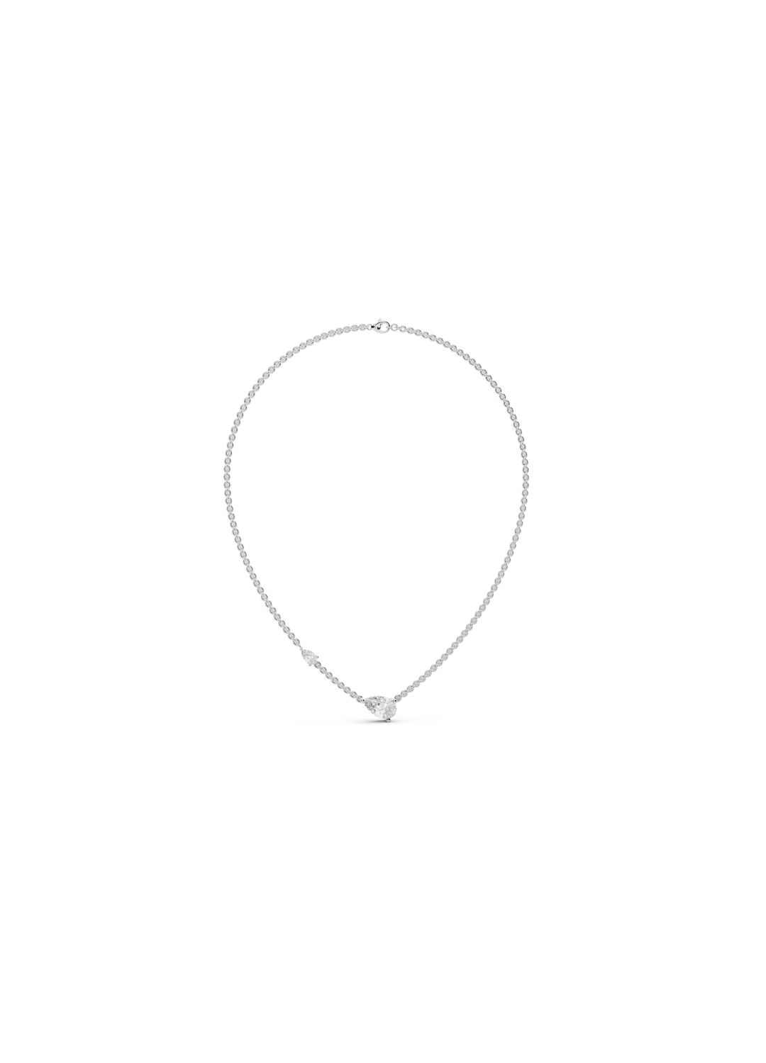 Pear & Round Diamond Station Necklace