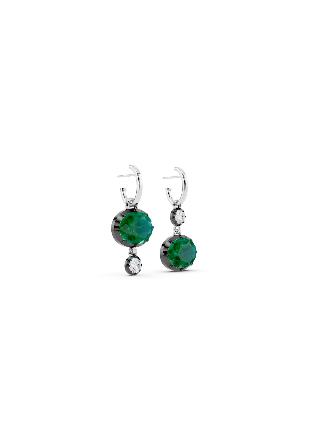 Emerald and Diamond Drop Earrings