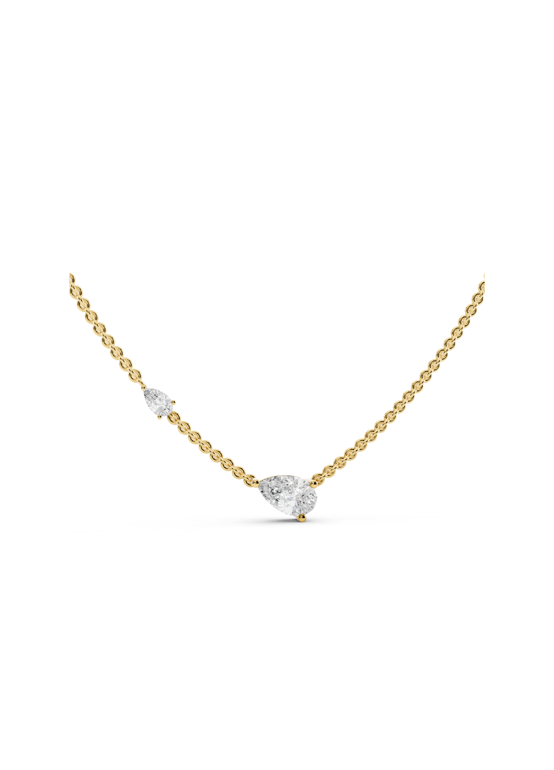 Pear & Round Diamond Station Necklace