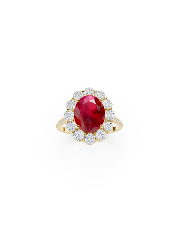 Oval Ruby Halo Ring