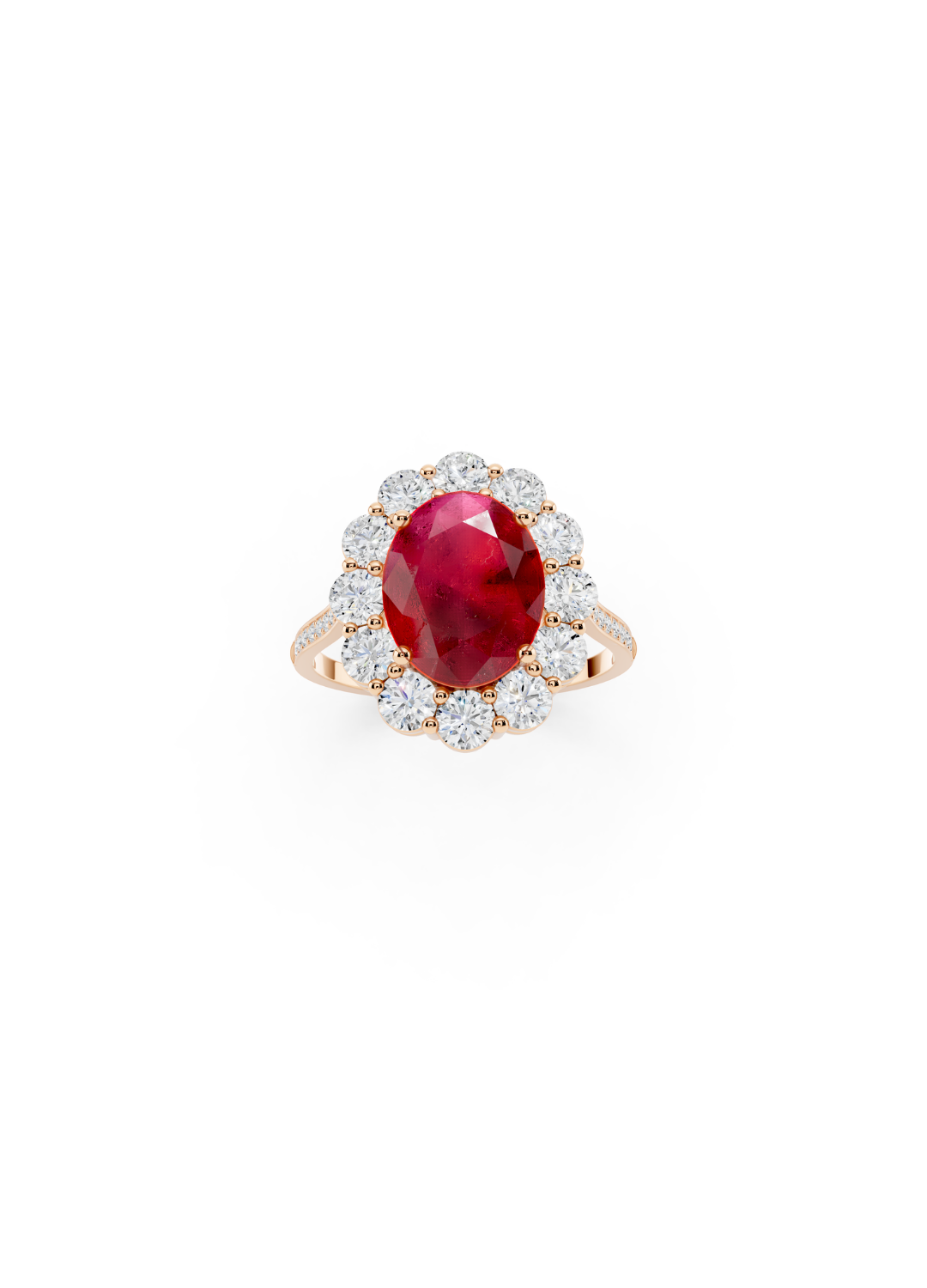 Oval Ruby Halo Ring