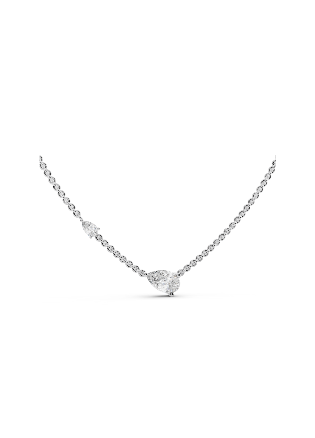 Pear & Round Diamond Station Necklace