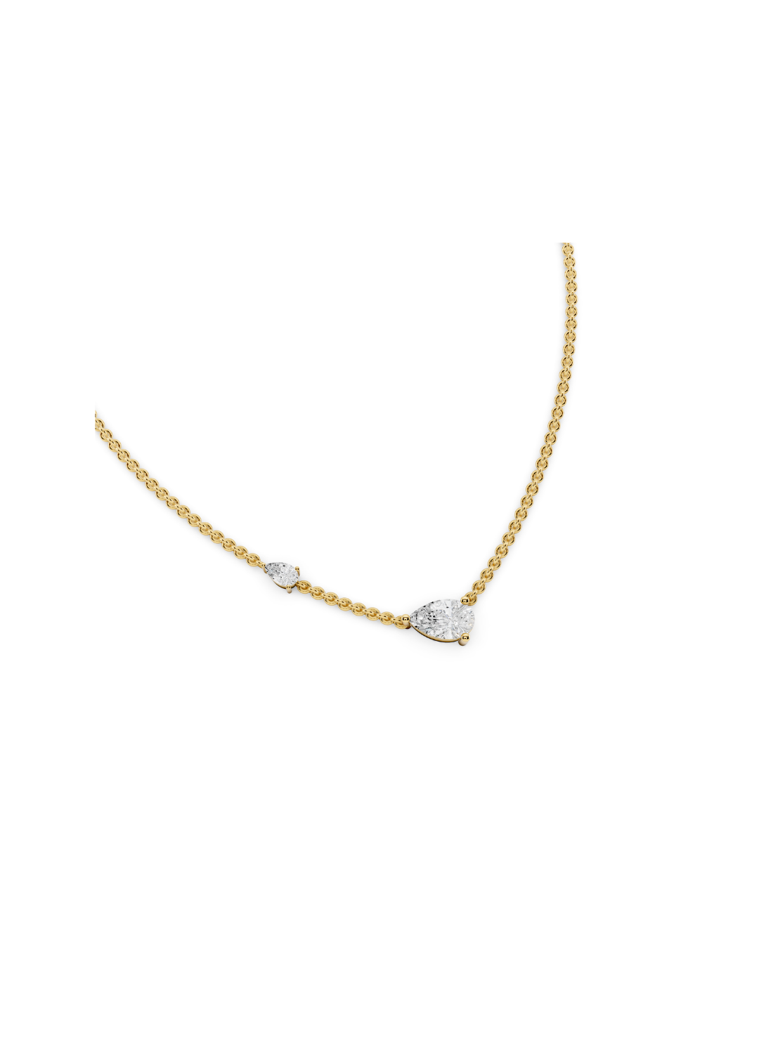 Pear & Round Diamond Station Necklace