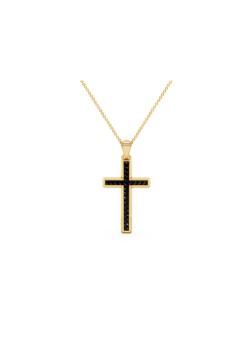 Black Diamond Cross Pendant Necklace