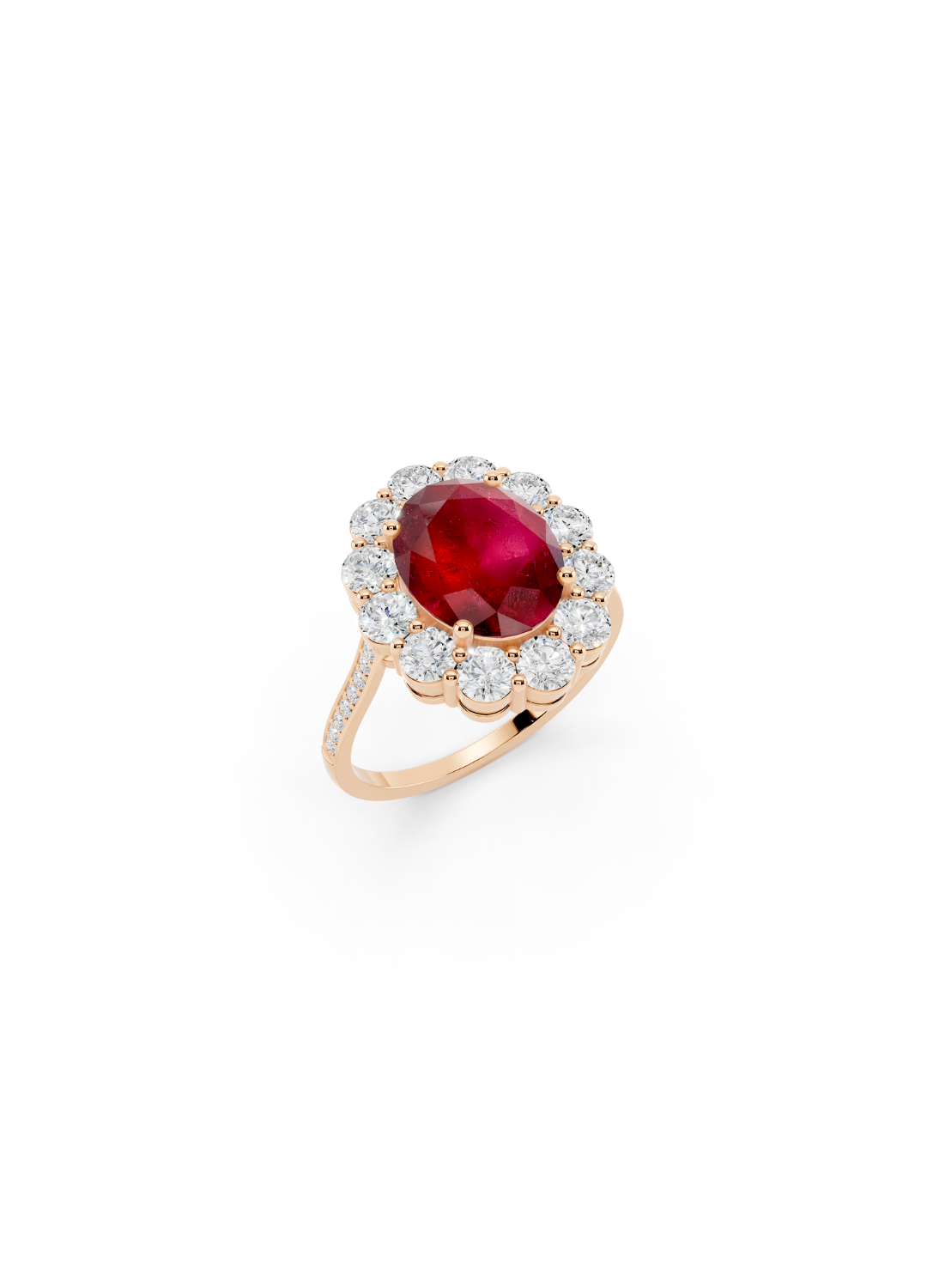 Oval Ruby Halo Ring