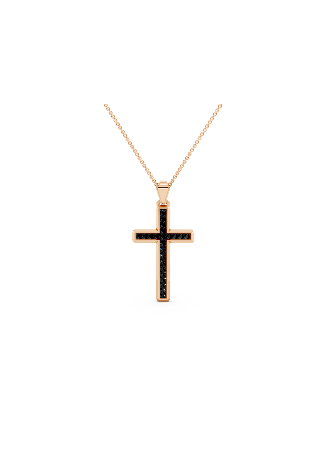 Black Diamond Cross Pendant Necklace