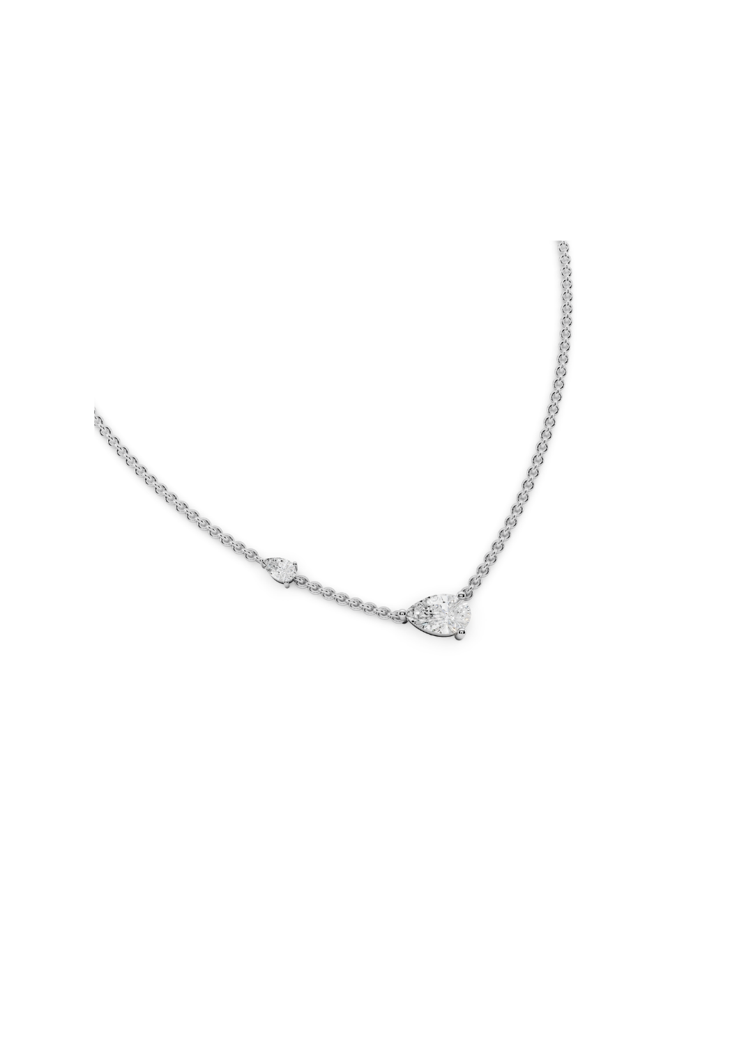 Pear & Round Diamond Station Necklace