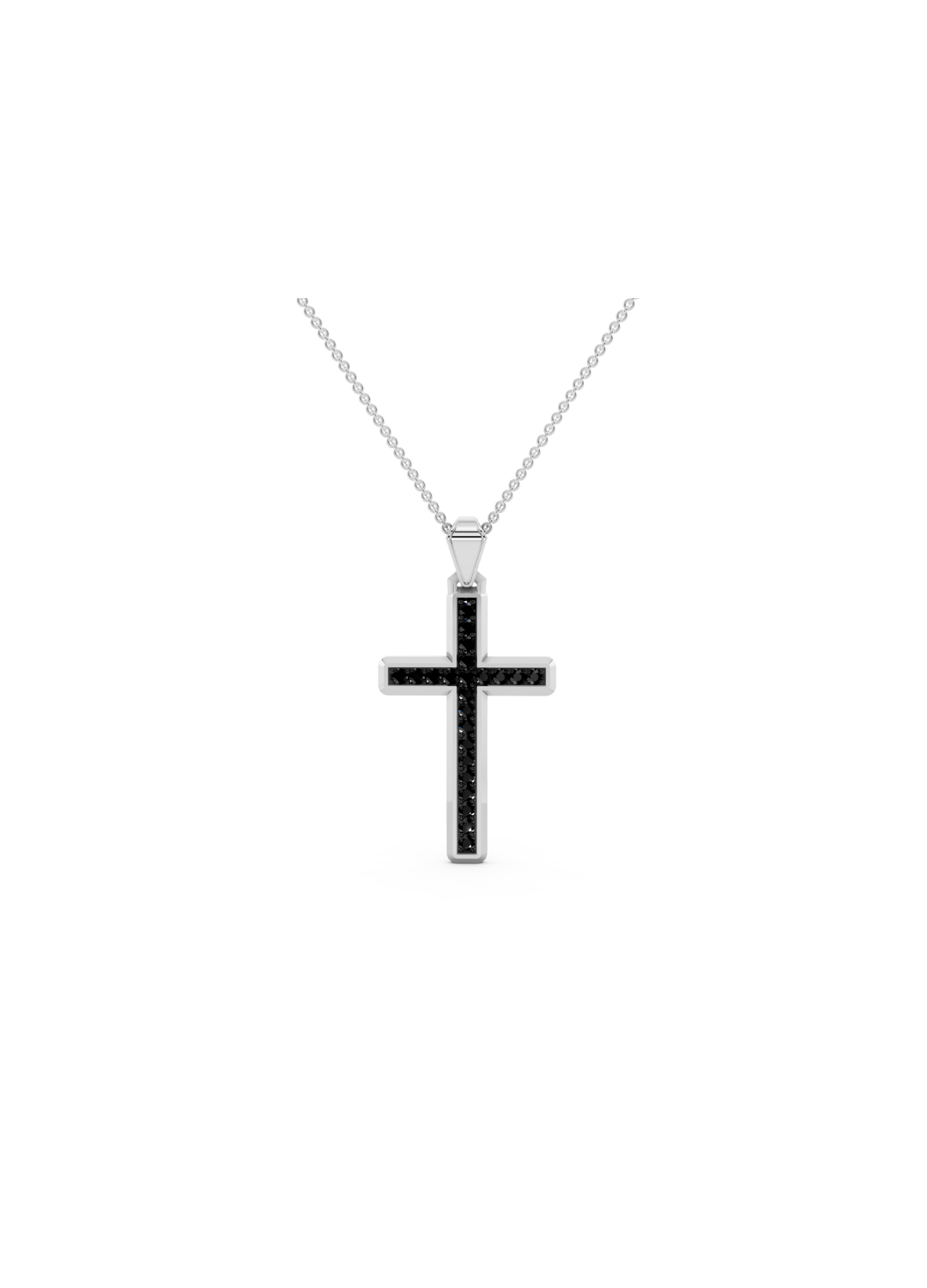 Black Diamond Cross Pendant Necklace