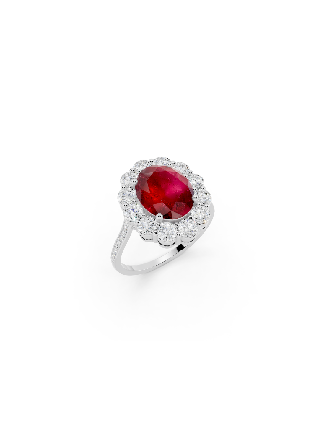 Oval Ruby Halo Ring