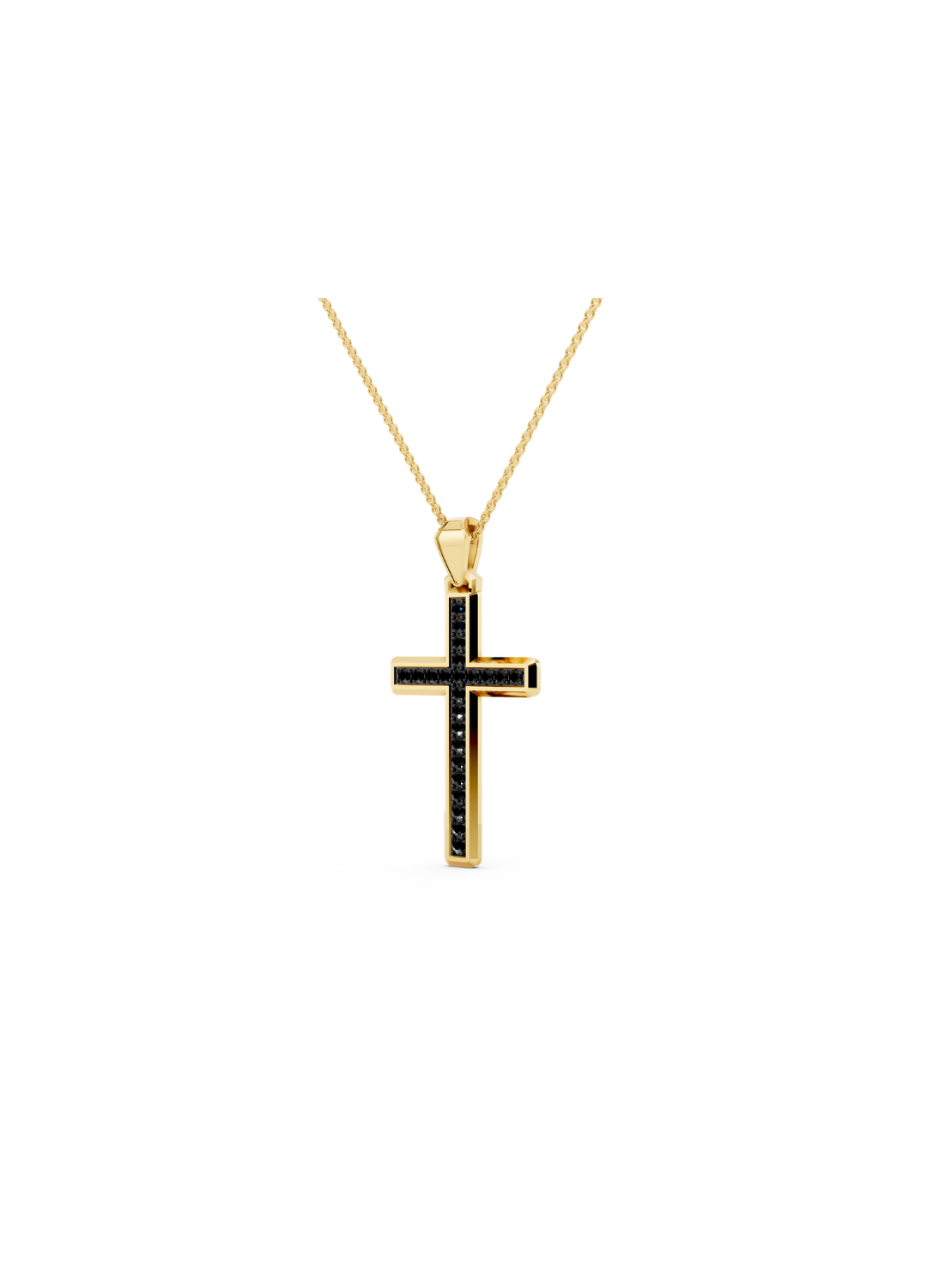 Black Diamond Cross Pendant Necklace
