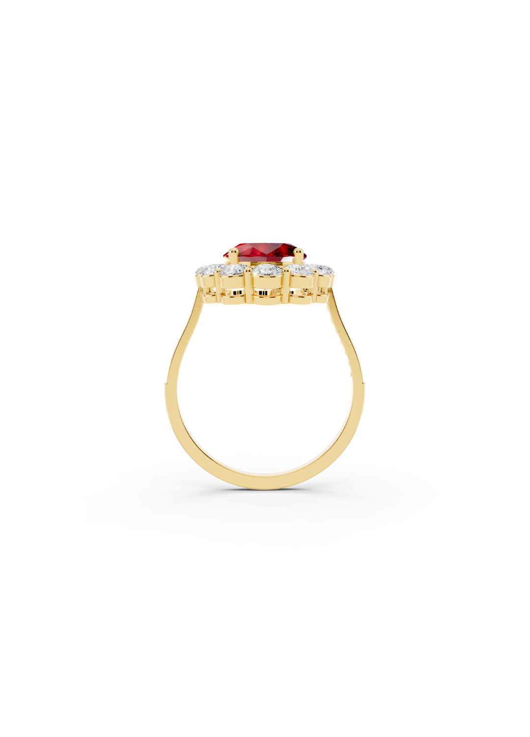 Oval Ruby Halo Ring