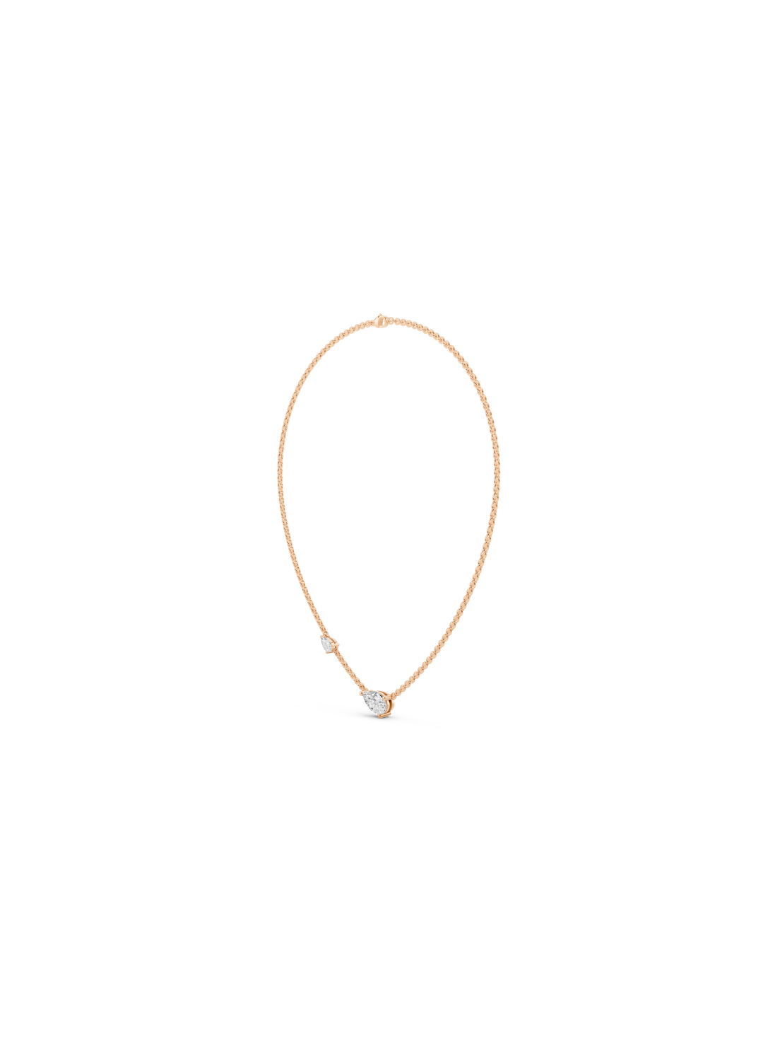 Pear & Round Diamond Station Necklace