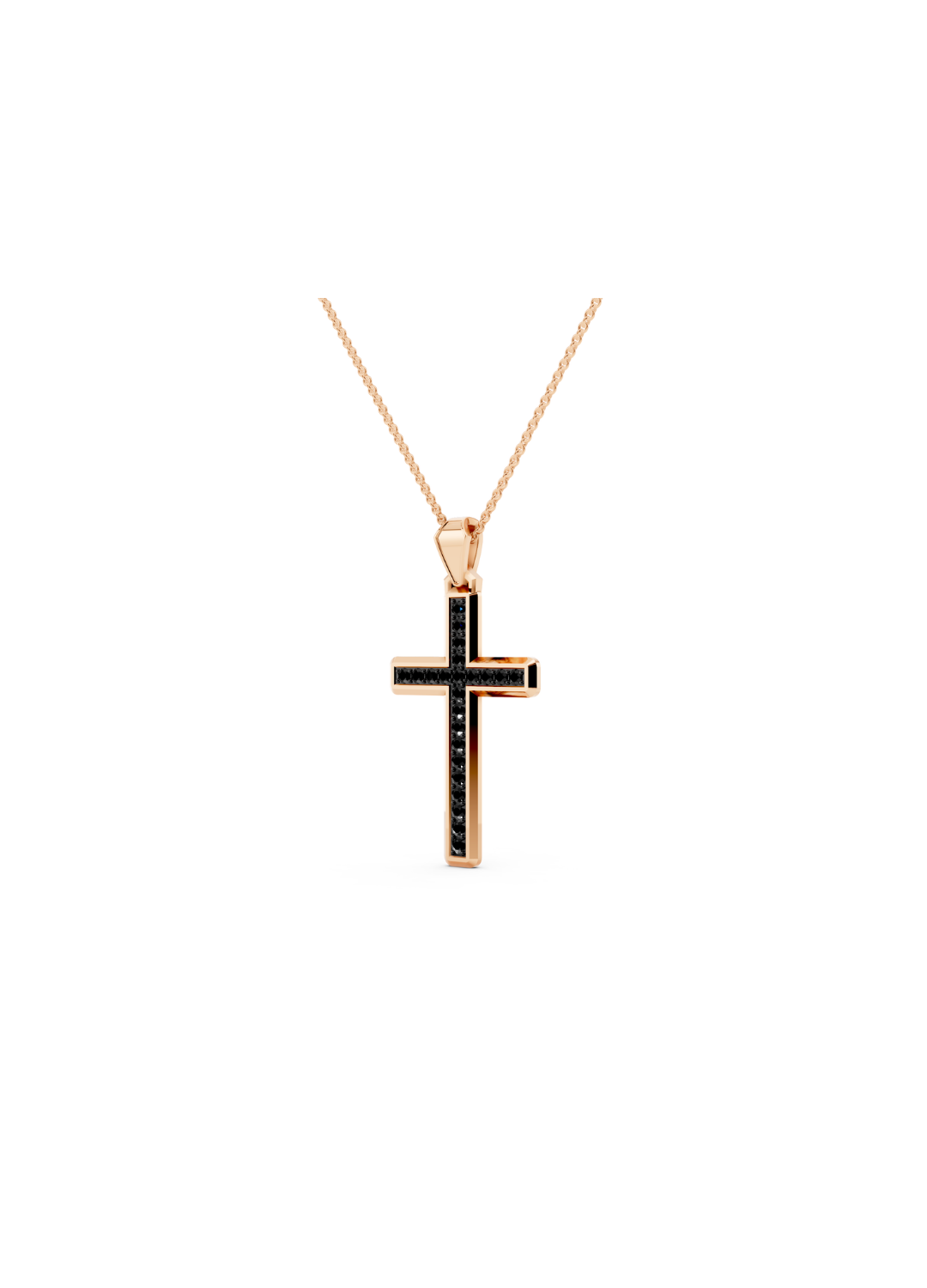Black Diamond Cross Pendant Necklace