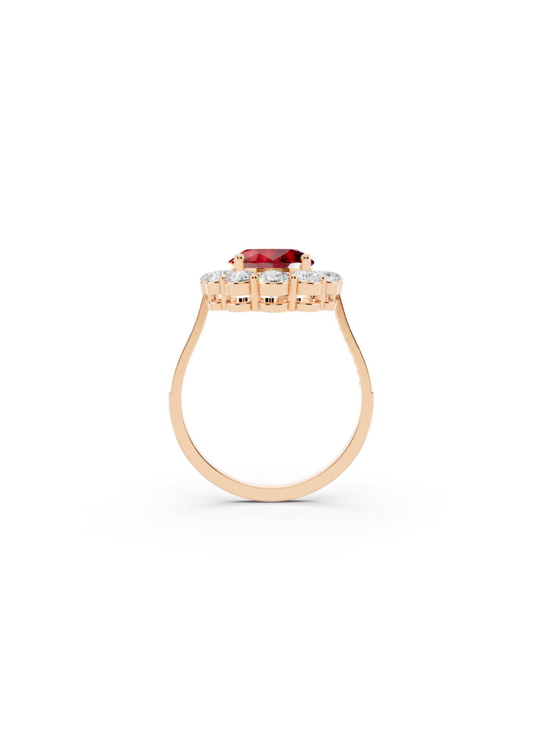 Oval Ruby Halo Ring