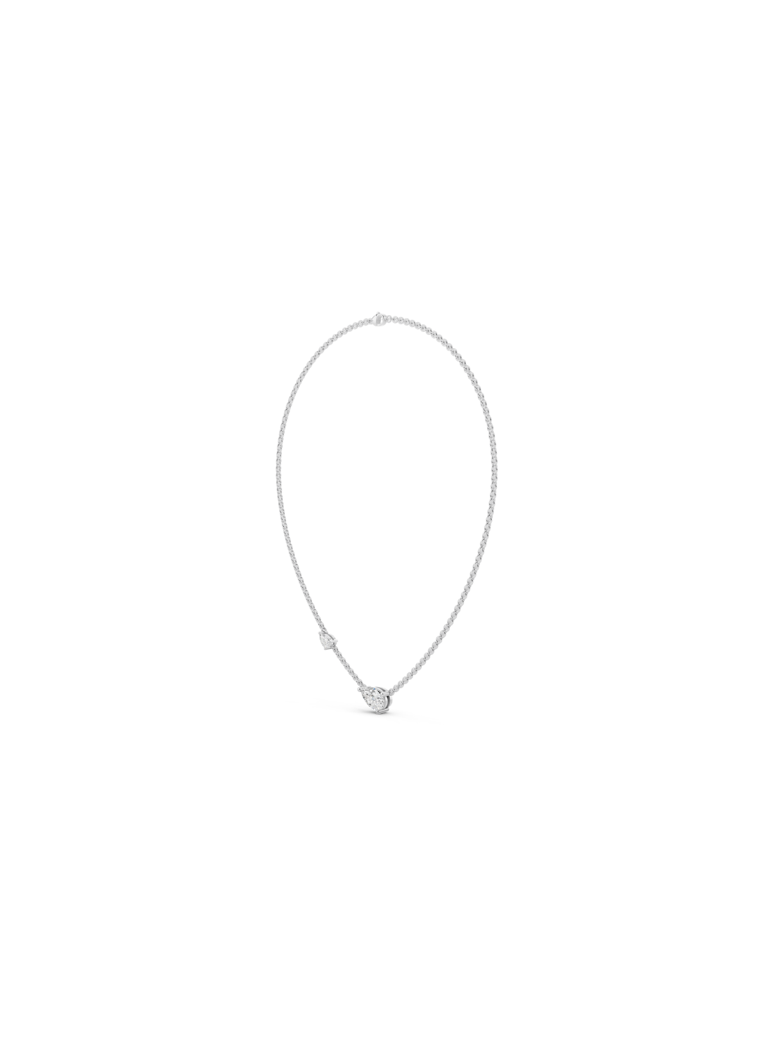 Pear & Round Diamond Station Necklace