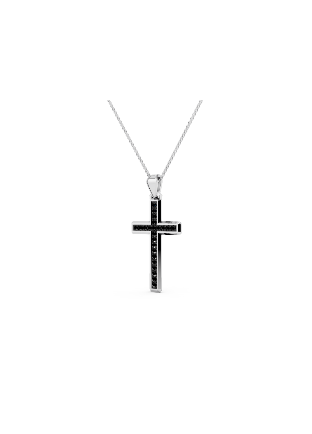 Black Diamond Cross Pendant Necklace