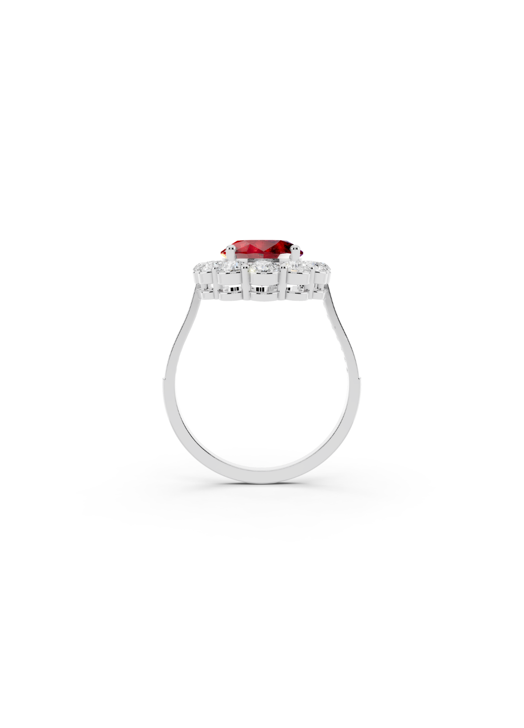 Oval Ruby Halo Ring