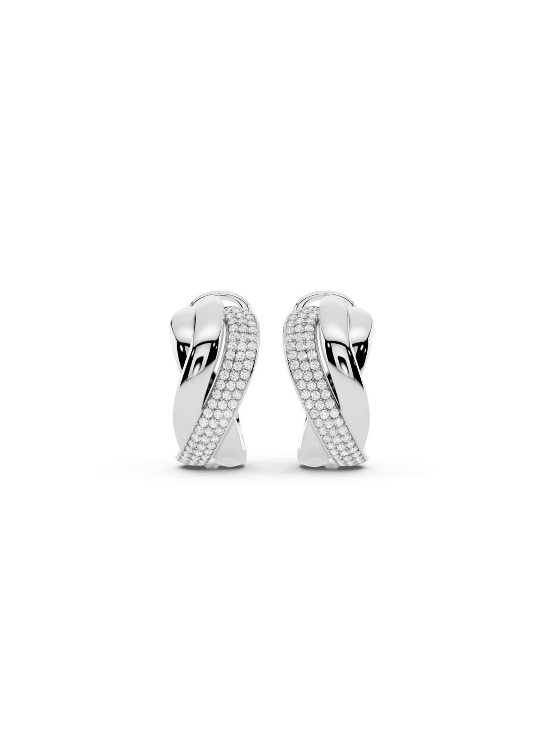 Two-Tone Crossover Diamond Earrings